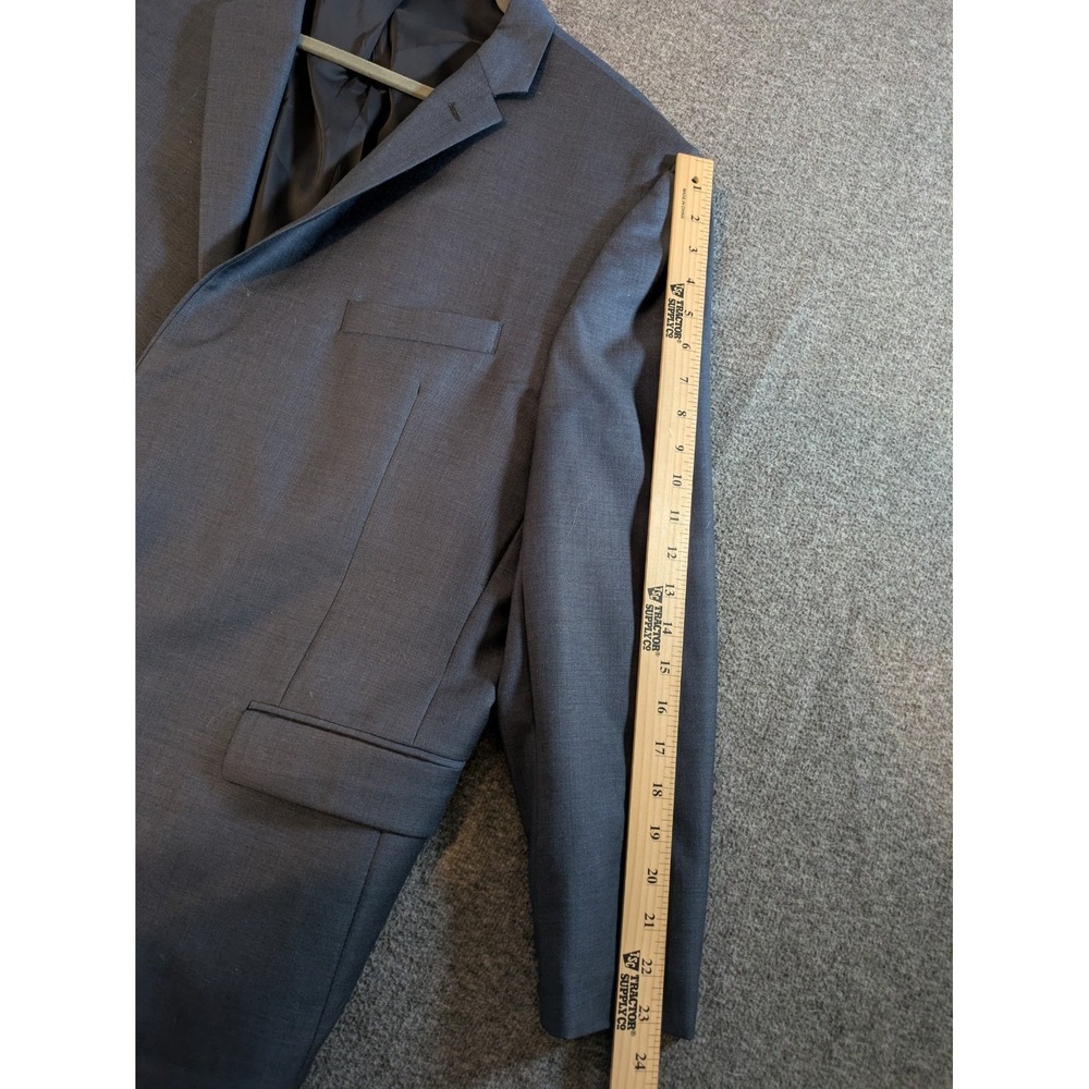 JOS A BANK  sport coat suit jacket blazer solid blue 100% WOOL 52 R Slim Fit‎ - Picture 6 of 13